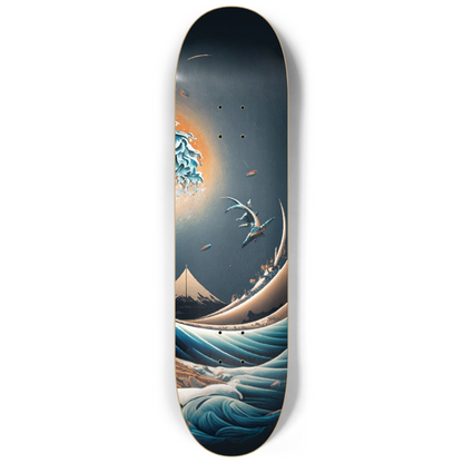 Futuristic The Great Wave Of Kanagawa Triple Skateboard Wall Art