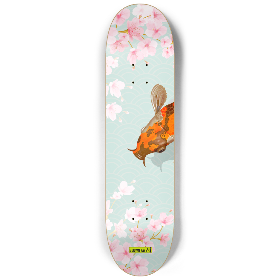 Fish Koi Yin Yang Sakura Triple Skateboard Wall Art