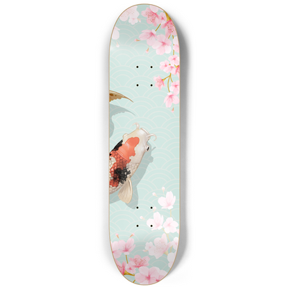 Fish Koi Yin Yang Sakura Triple Skateboard Wall Art