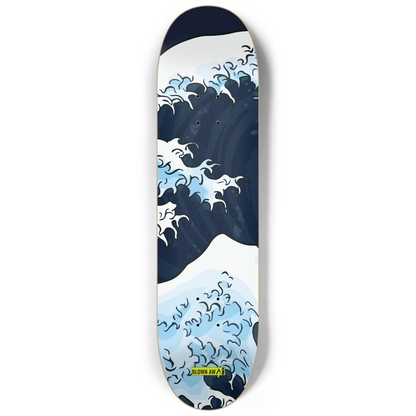 Red Moon And The Great Wave Of Kanagawa Triple Skateboard Wall Art