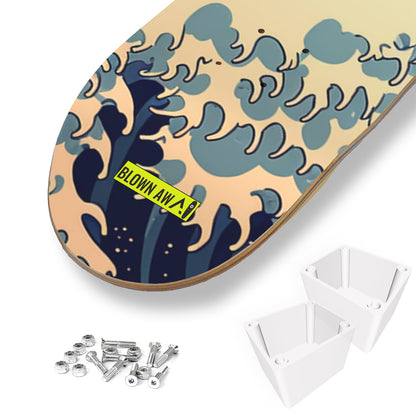 Colourful Futuristic The Great Wave Of Kanagawa Triple Skateboard Wall Art