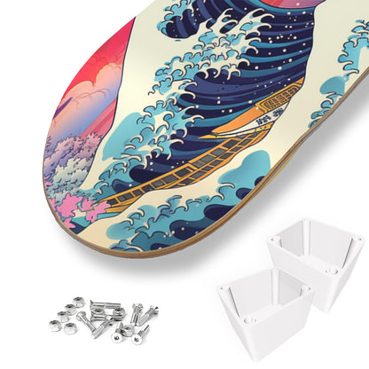 The Colourful Great Wave Of Kanagawa Single Skateboard Wall Art