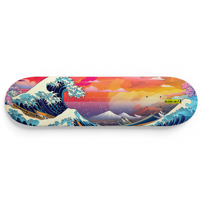 The Colourful Great Wave Of Kanagawa Single Skateboard Wall Art