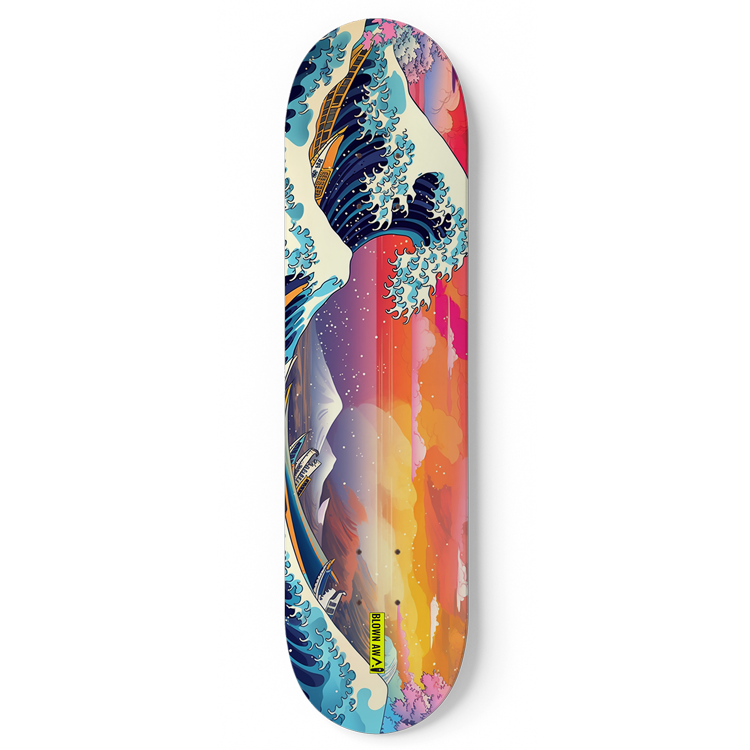 The Colourful Great Wave Of Kanagawa Single Skateboard Wall Art