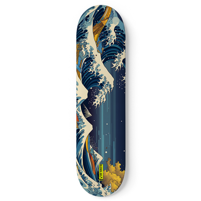 Futuristic Blue Sky In Great Wave of Kanagawa Single Deck Wall Art