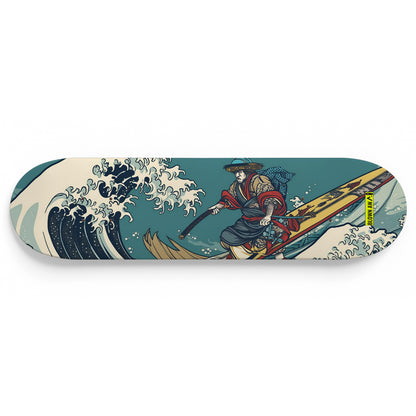 Samurai Warrior In The Great Wave Of Okinawa Single Skateboard Wall Art