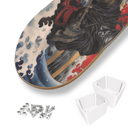 The Black Samurai In The Great Wave Of Kanagawa Single Skateboard Wall Art