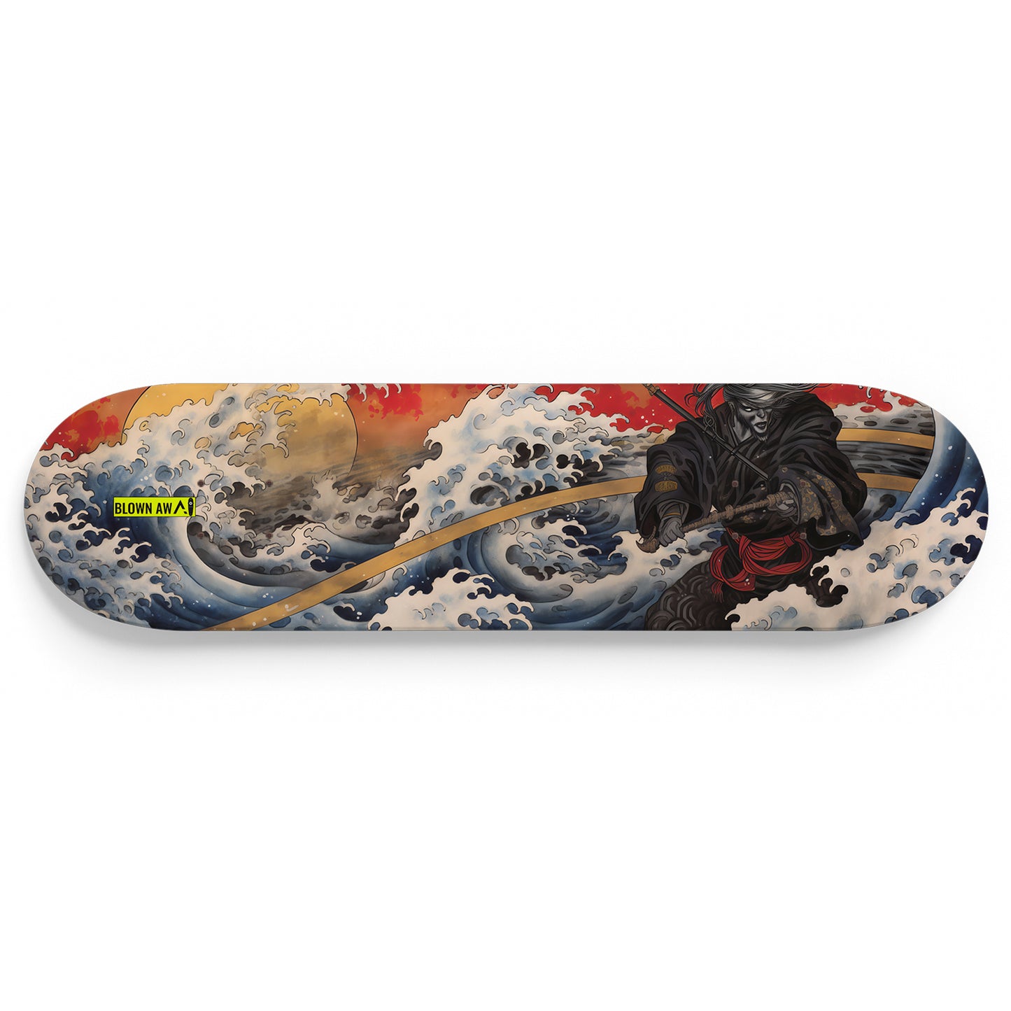 The Black Samurai In The Great Wave Of Kanagawa Single Skateboard Wall Art