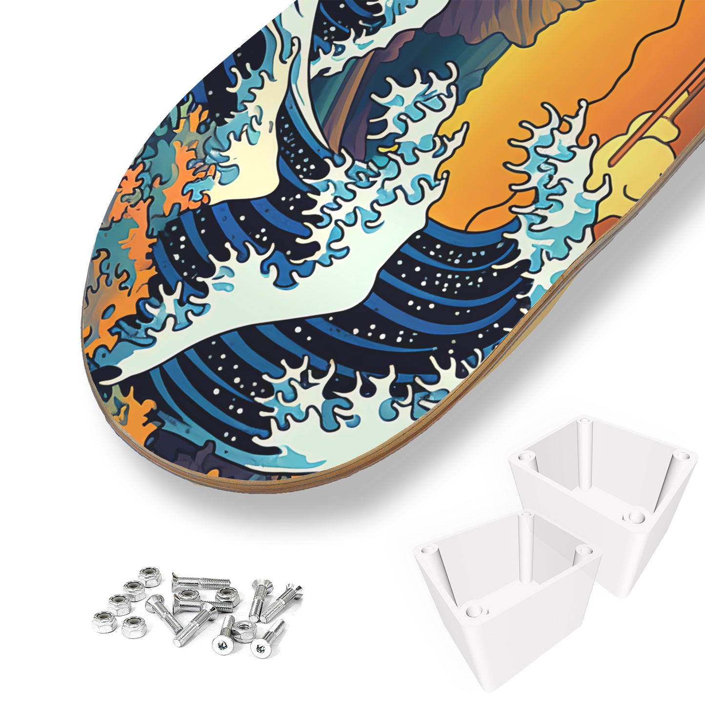 The Sunset At Great Wave Of Kanagawa Single Skateboard Wall Art