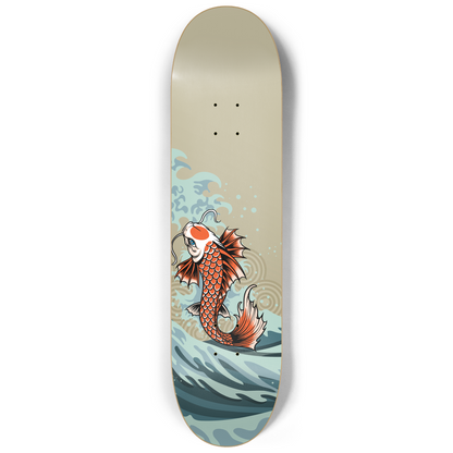 Fish Koi Yin Yang In The Great Wave Of Kanagawa Triple Skateboard Wall Art