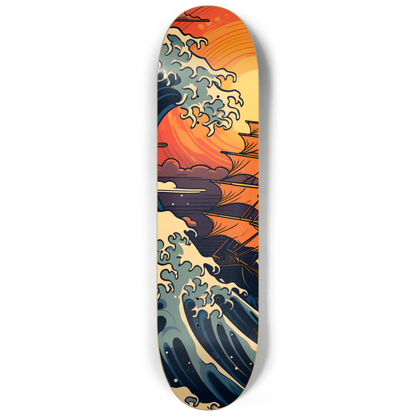 Spanish Galleon At The Great Wave Of Kanagawa Triple Skateboard Wall Art