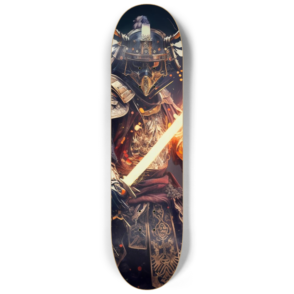 Samurai Warrior Waving A Laser Sword Triple Skateboard Wall Art