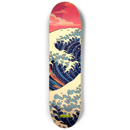 Colourful Futuristic The Great Wave Of Kanagawa Triple Skateboard Wall Art